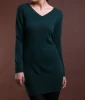 Ladies Knitted Dress Long Jumper Studs Pullover Green