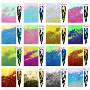1 PC 8.3*6 cm Foil Wrap Paper French Japan Holographic Aurora Fire Flame Nail Sticker For Nail Art