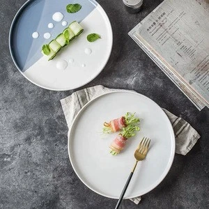 10 inch gradient grey cheap porcelain steak pasta dishes ceramic plate for restaurant