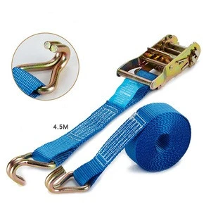 100% Polyester webbing with double J hook ratchet tie-down strap