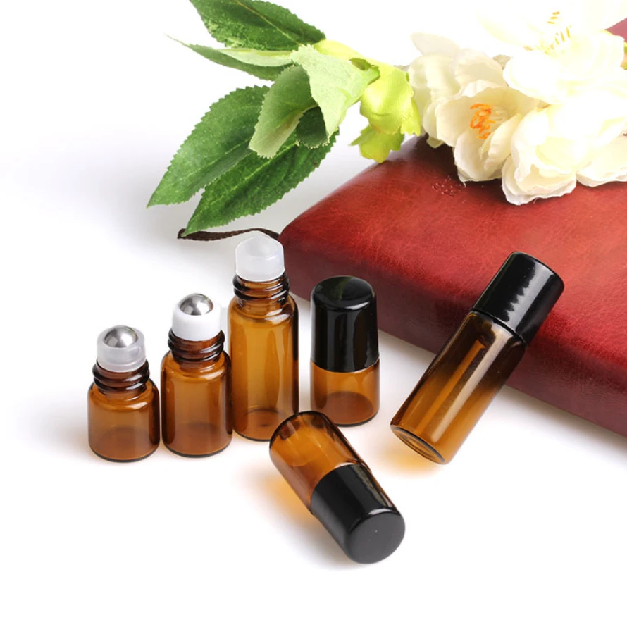 10ml roll-on perfume bottle 10ml amber glass roll on bottle with metal roller ball