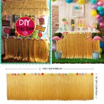 119 Pcs Hawaiian Luau Grass Table Skirt Set Artificial Palm Leaves Hawaiian Flowers Paper Pineapples for BBQ Garden Summer Tiki