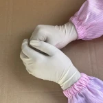 12inch Fully Textured Grip Powder Free Latex Rubber Hand Gloves for ISO 5 Class 100 cleanroom