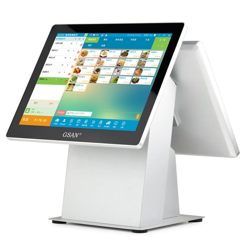 15 inch table pos system restaurant Dual Screen Supermarket Cash Register Android POS Terminal