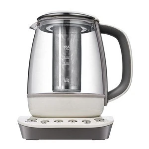 1.5L Programmable Electric Glass Kettle with Temperature Control &amp; 6 Preset Steep Times, Auto Shut Off, Removable Tea Infuser