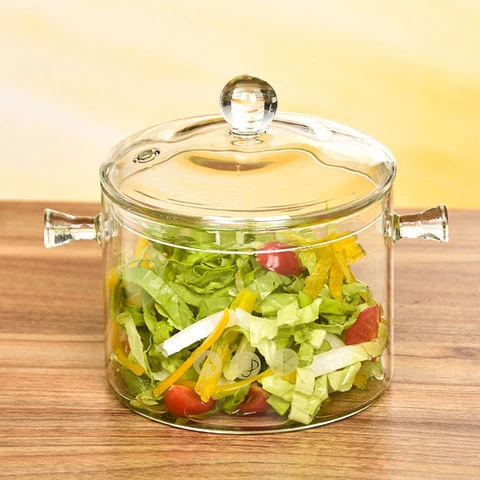 1L pyrex soup pot glass borosilicate glass cooking pot with cover