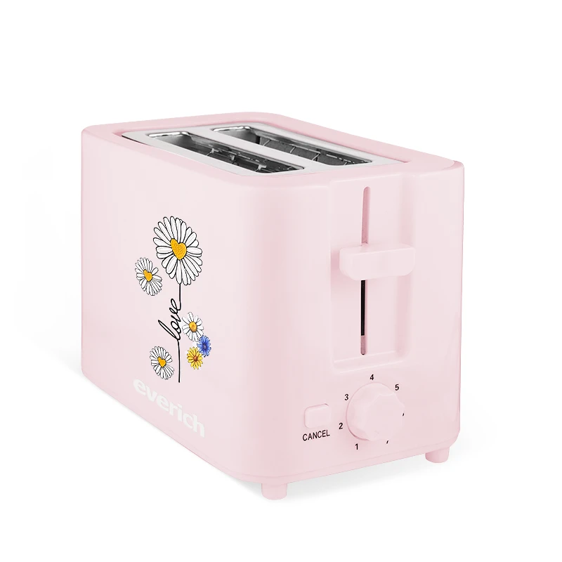 2 slice cool touch Vintage Hot sale  home Eco friendly electric colored oven flat digital toaster bread with customized patter