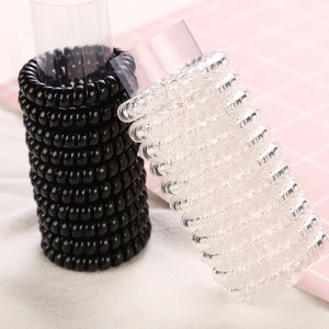2018 New Factory Girls Cheap Hair Accessories For Women Black Clear Telephone Wire Elastic Hair Band For Girls Wholesale