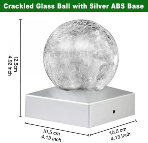 2020 Best sale factory directly solar crackle glass ball post deck fence lights for decorative outdoor garden