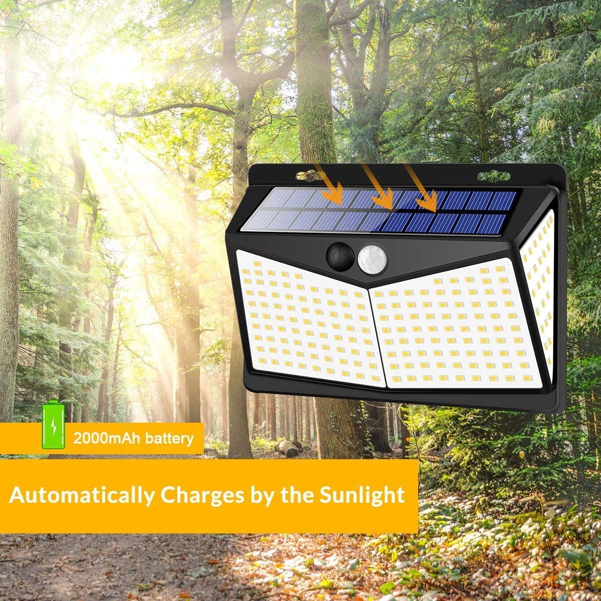 2020 IP65 Waterproof Solar Lights Outdoors , 208 LED Motion Sensor Garden Solar LED Light