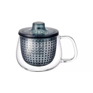 2020 new clear borosilicate glass tea mug with strainer BPA free plastic infuser