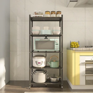 2020 New Design Storage Shelves Kitchen Storage Shelf with Universal Wheels Corner Storage Holder Shelves