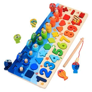2020 New Montessori Educational Wooden Toys For Children Kids Busy Board Math Fishing Preschool Wooden Puzzle Toys