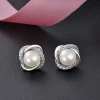 2021 Fine S925 Ear Pearl Fresh Water  Wedding With Pearls Flower Beads Studs And Pistils Earrings Jewelry