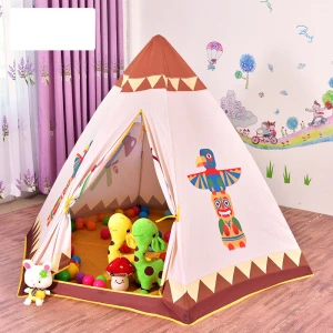 2021 New Design Soft Fabric Hexagonal Kids Indian Teepee Play Tent House Indoor Tent