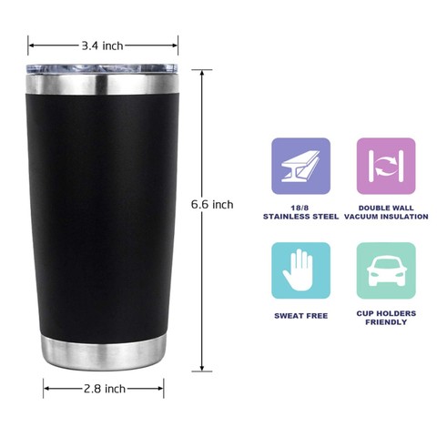 20oz Tumbler with Lid,Tumbler Cup Vacuum Insulated Double Wall Travel Coffee Mug Powder Coated Coffee Cup