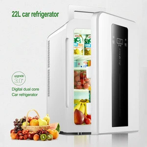 22L CNC dual-core car / home refrigerator mini refrigerator with single door student dormitory small fridge DC12v / AC220V 1PC