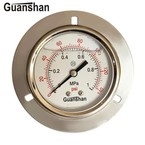 2.5 inch liquid filled pressure gauge with flange, panel mounting pressure gauge, glycerin manometer