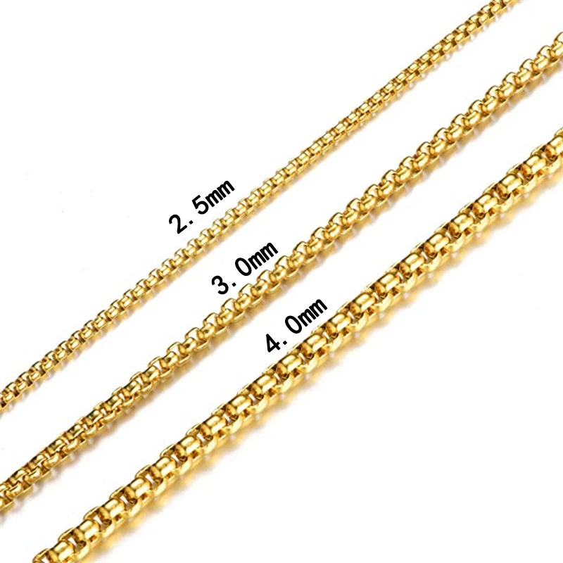 2.5mm 3mm 3.5mm black gold plating stainless steel square pearl necklace titanium steel jewelry distribution chain wholesale