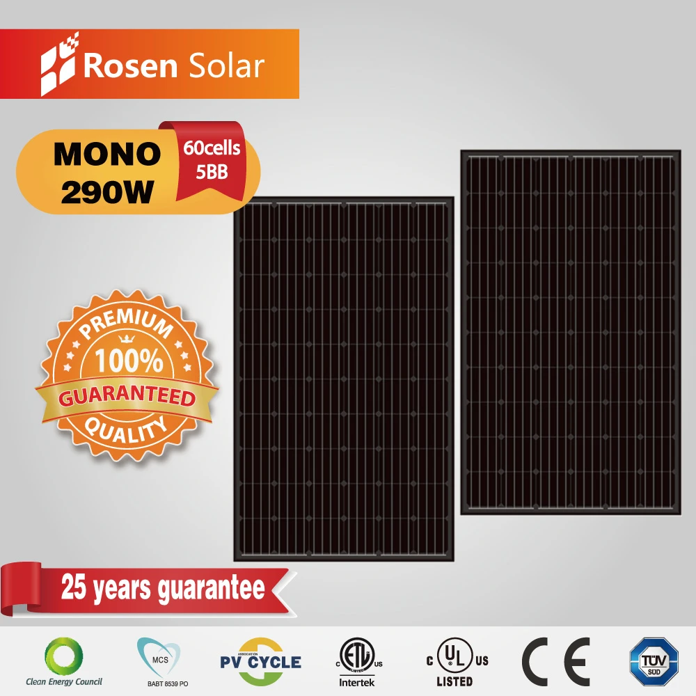 290W Perc Monocrystalline 5bb 36V Black Solar Panels