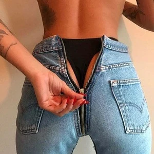 3 Colors Sexy Women Vogue Casual Back Zip Up Women Denim Jeans Slim Fit Close-fitting Long Denims Skinny Pants