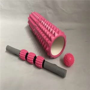 3 in 1 high density customized logo grid yoga foam roller kit with massage