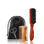 3 in 1 Personalized Nose Scissors Wooden Grooming Kit Beard Comb And Brush