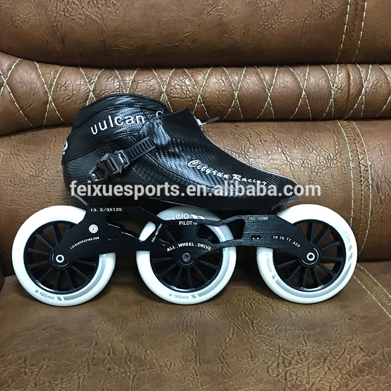 3 wheels profession speed inline skates full carbon fiber competition roller skate shoes 125mm 110mm 100mm 90mm