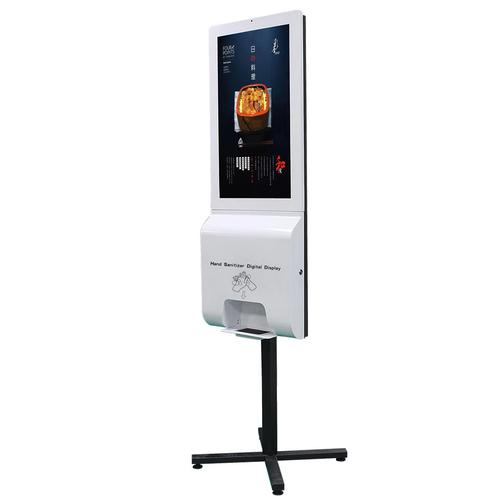 32 Inch Hands Free Soap Auto Hand Sanitizer Electric Dispenser Digital Signage LCD Screen Advertising Players Equipment Kiosk