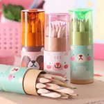 3.5-inch 12 colored wooden pencil set and pencil sharpener mini color pencil case