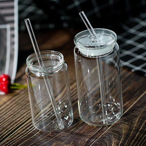 Buy 350ml 550ml Reusable Cola Can Drinking Glass Cup With Glass Lid And  Straw For Bubble Tea Coffee Cold And Hot Drinks from Shandong Ecoton  International Trade Co., Ltd., China