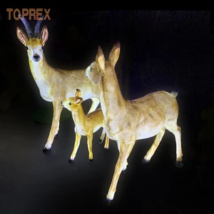 3D holiday park garden decor lighting large fiberglass life size resin antelope animals statues
