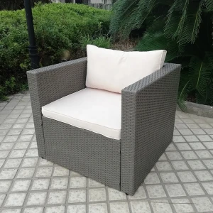 4 Piece Outdoor Garden Patio Cushion Conversation Metal Rattan Furniture Set