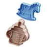 4pcs Baby Toys 3D Baby Stroller Trojan Bottle Cookies Mold Biscuit Stamp Gift Toast Mold Fondant Decorating Tools