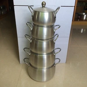 5pcs aluminum belly shape pot 16-24CM Aluminum satin finish cookware set