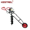 63cc Gasoline Ground Drill Hand Push Type earth auger with wheel suitable for 40mm to 400mm Diameter drill bits