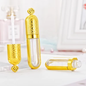 8ml Amazon plastic empty Golden palace style round Capsule lip gloss  tube