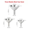 A11-0001 3PC Multifunctional Stainless Steel 201 Oil Water Spices Wine Flask MINI Funnel Sets