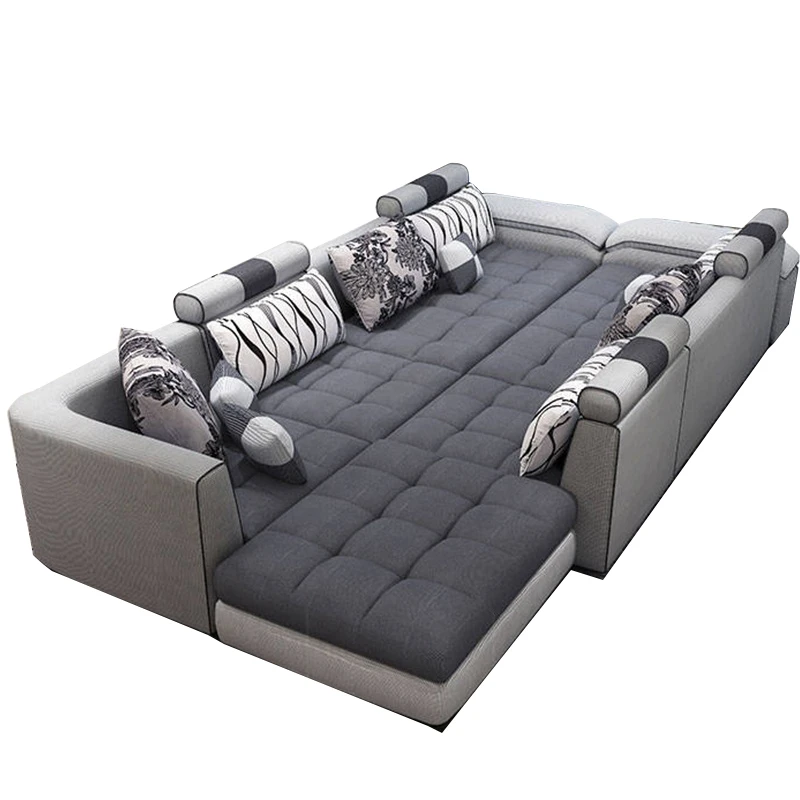 A2Z DESIGN Fabric Recliner Seat Leather Sectional Modern L Shape Seven Sofa Cum Beds Storage Corner Lounge Sofa Set 7 Seater