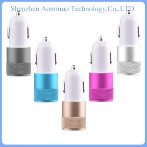 Aluminum 5V 2.1A Quick Mobile Phone Universal Car Charger/ Portable Dual USB Car Charger
