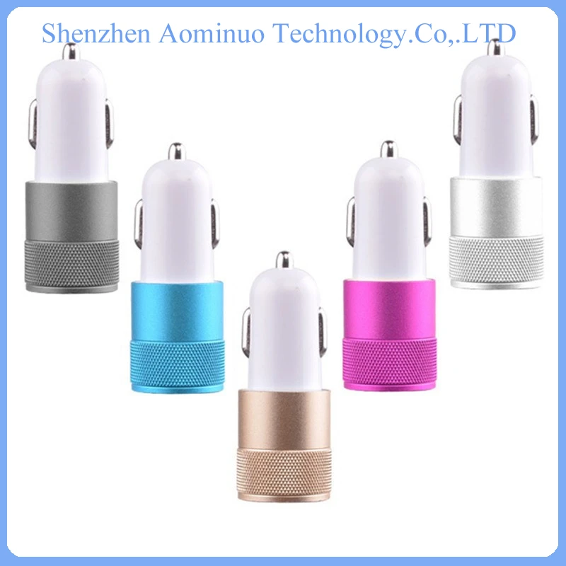 Aluminum 5V 2.1A Quick Mobile Phone Universal Car Charger/ Portable Dual USB Car Charger