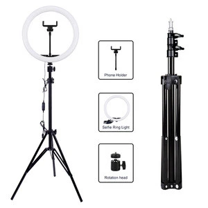 Amazon hot sale new photographic selfie travor for cellphone makeup 12inch phone ring light with stand