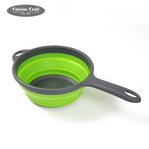 Amazon Silicone Kitchen Collapsible Colander Set Sink Colander Pasta Strainer With Handle for vegetable fruit