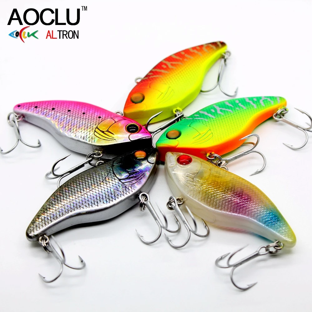 AOCLU Sinking VIB 6cm 16g Hard Bait Minnow Crank Popper Fishing Lures With Stainless Rattle Balls And VMC Hooks For Bass Fishing