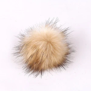 artificial Fur faux  Raccoon fur ball fox Fur Pom Poms Detachable With Snap On Button For Beanie Hats
