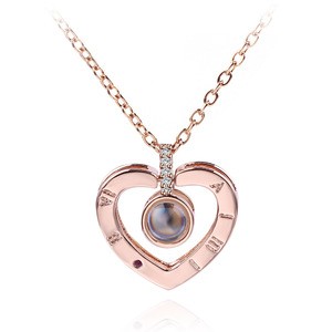 B1204 100 Different Languages I Love You Pendant Projection Necklace Hot Gold Romantic Love Wedding Memory Projection Necklace