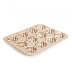 Baking Mold champagne gold 12 cup shell madeleine Cake Mold Non-stick Cake Baking Pan