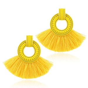 Beautiful women jewelry handmade hot pink colorful tassel earrings for women