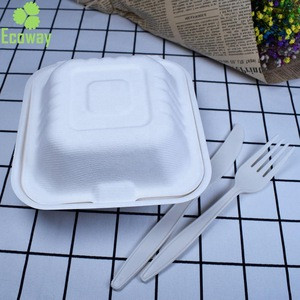 Buy Biodegradable Sugarcane Bagasse 6x6 Inch Hamburger Box Take Away ...