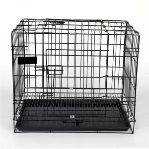 Black pet house sturdy dog cage easy carry waterproof dog cage door and lock design pet carrier dog kennel cages